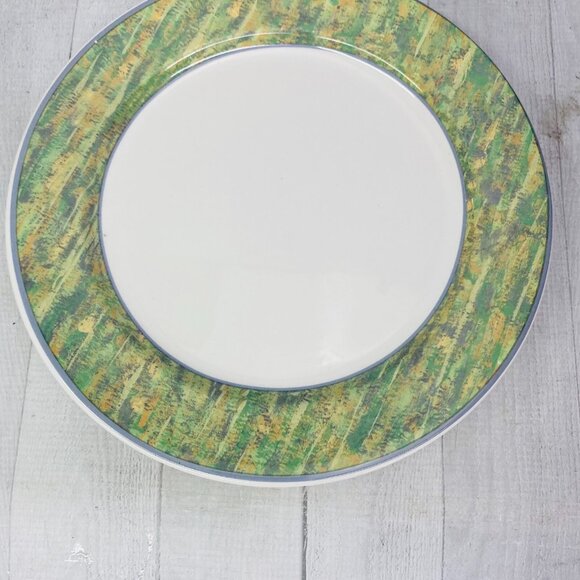 Sango Joan Luntz DAISY HILL 3045 Green Border Round China Dinner Plates Set of 4 - Picture 4 of 12